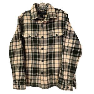 Filson Green and Cream Plaid Flannel Shirt